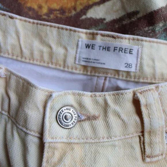 We The Free  tinsley beach scene printed denim jeans sunflowers wide leg barrel - Picture 14 of 14